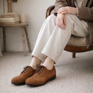 SAS Tripad Comfort Brown Suede Oxford Shoes Womens 6W Wide Lace Up